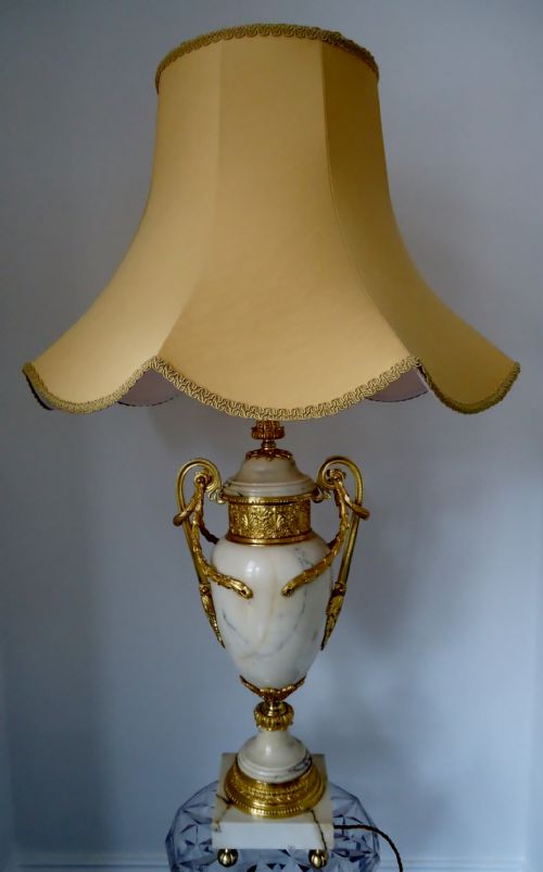 A Large and Most Impressive Marble Table Lamp