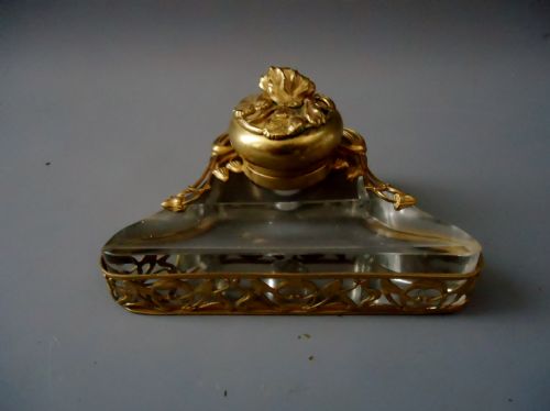A Glass Ink Well / Desk Stand