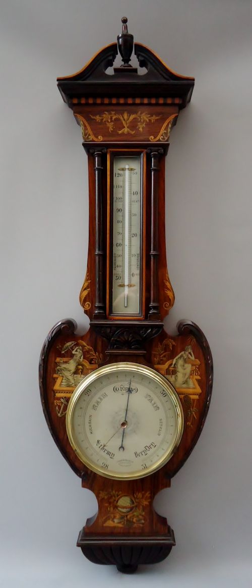 A Superb Antique Rosewood Aneroid Barometer