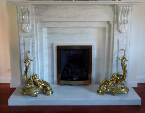 A Good Pair of Antique Ormolu / Gilt Bronze Chenet Andirons