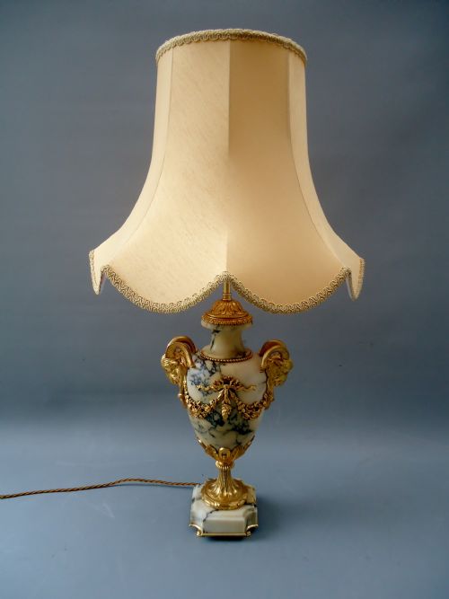 A Fine Antique Marble / Ormolu Table Lamp