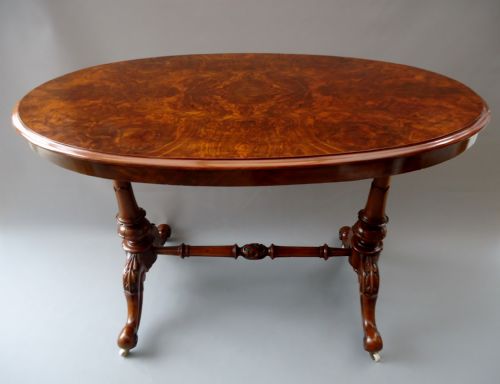 A Burr Walnut Stretcher Base / Hall Table