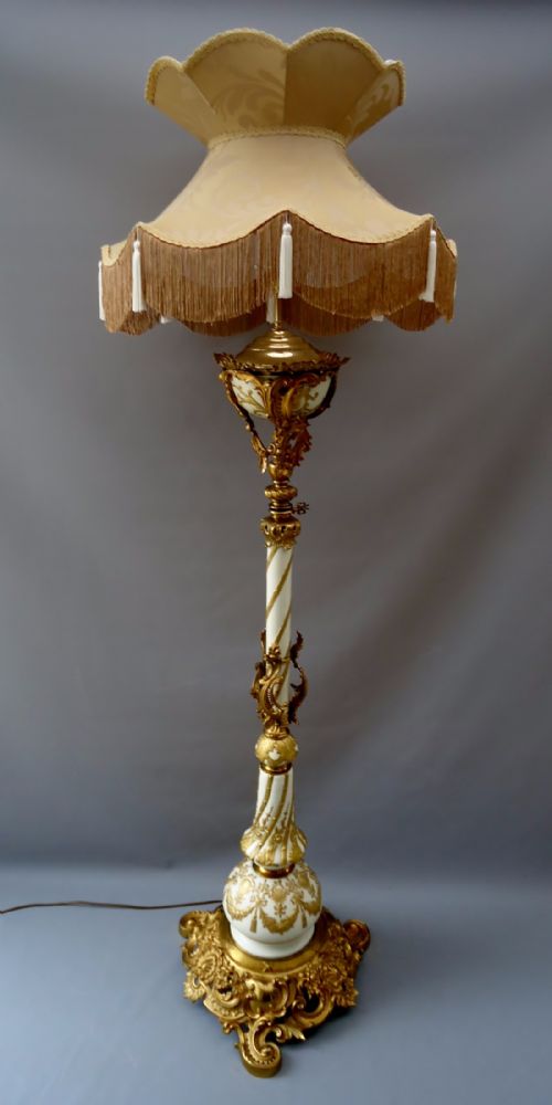 A Superb Porcelain and Gilt Standard Lamp