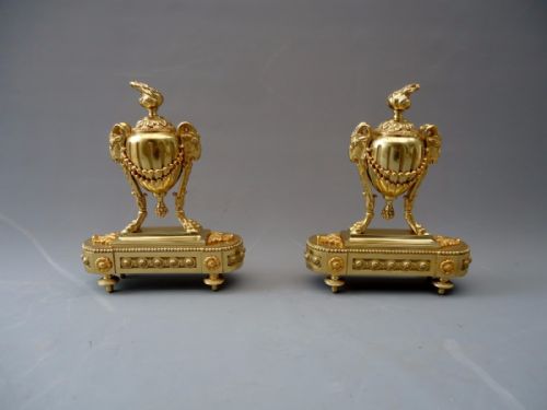 A Pair of Ormolu Chenet Andirond Fire Dogs