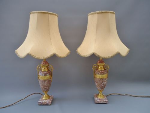 A Pretty Pair of Marble Table Lamps