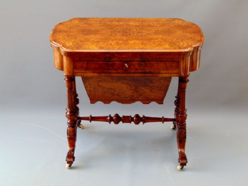 A Walnut Games Table Sewing Box