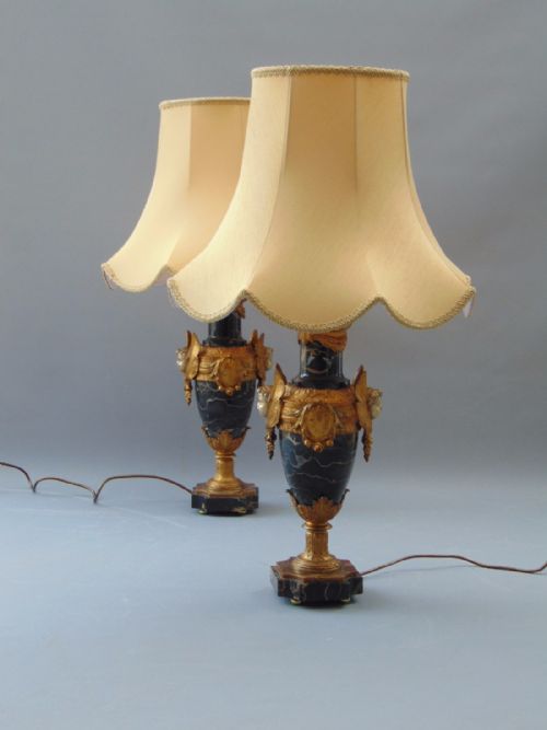 A Good Pair of French Marble Table Lamps