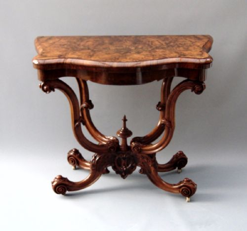 A Fabulous Walnut Cradle Base Card Games Table