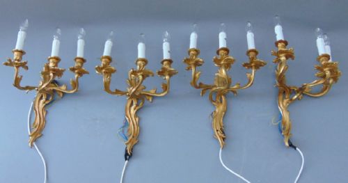 A Set of Four Ormolu Wall Lights Sconces