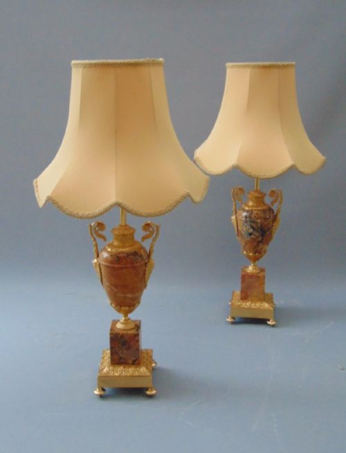 A Fine Pair of Marble Table Lamps