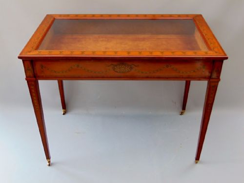 A Large Satinwood Bijouterie Display Table Vitrine