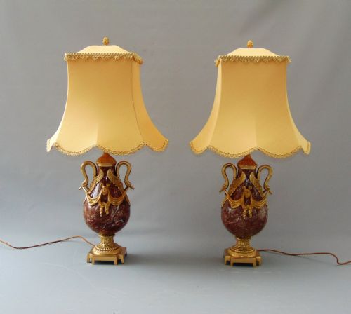 A Superb Pair of Marble Table Lamps
