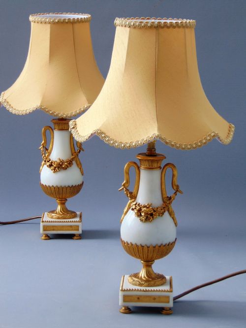 A Superb Pair of Carrera Marble Table Lamps