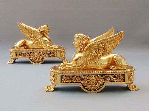 A  Superb Pair of Ormolu Chenet Andirons