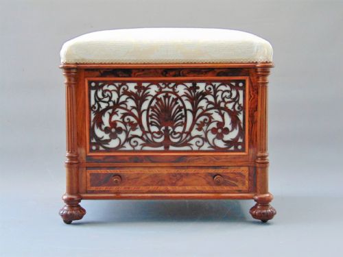 A  Walnut Music Canterbury Stool Stamped Gillows