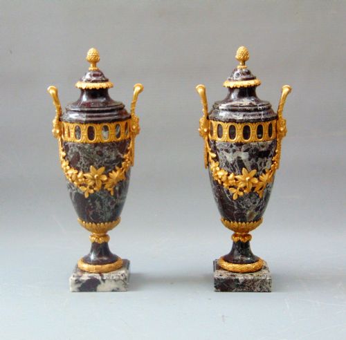 A Quality Pair of Antique Marble Cassolettes  Urns