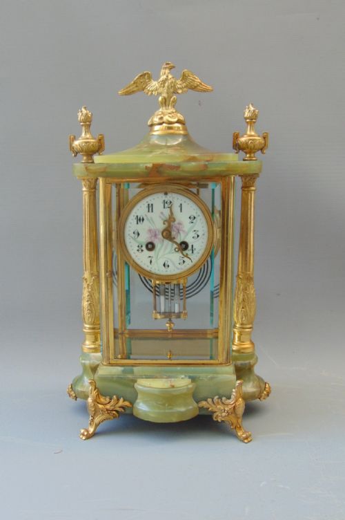 A Antique Four Glass Mantle Clock