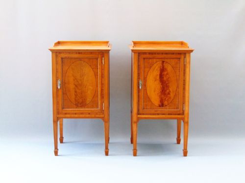 An Elegant Pair of Satinwood Bed Side Cabinets