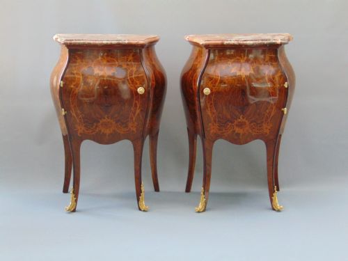 A Good Pair of Walnut Bombe Side Cabinets