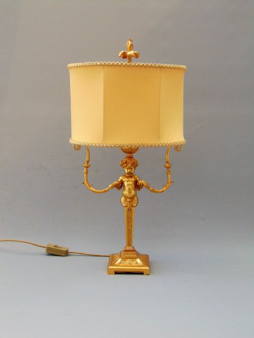 A High Quality Ormolu Cherub Table Lamp