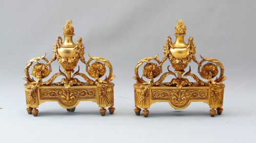 A  Exceptional Pair of Ormolu Chenet Andirons