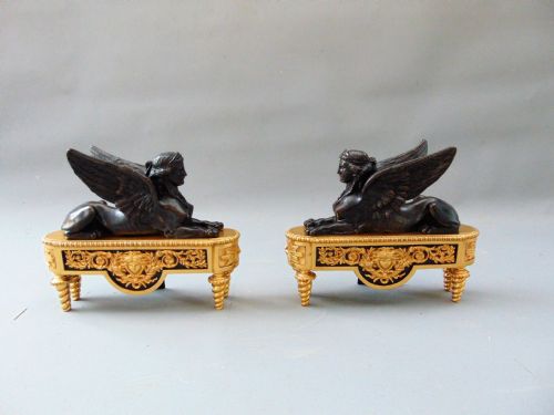 A Fine Pair of Chenet Andirons