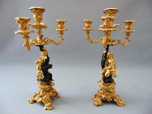 A Rare Pair of Ormolu Candelabra