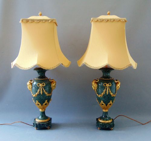 A  Pair of Marble Table Lamps