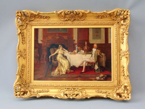 Interior Scene Oil on Panel