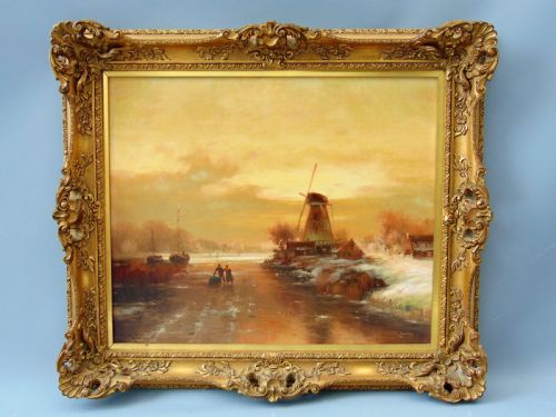 A Oil on Canvas Winter Scene