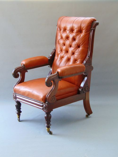 A Mahogany Reclining Library Chair