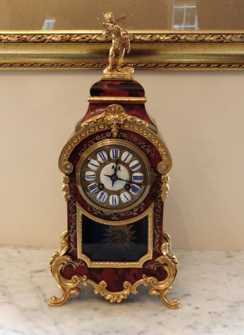 Antique Red Boulle Mantle Clock