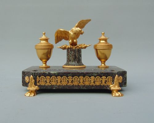 A Quality Marble and Ormolu Desk Stand