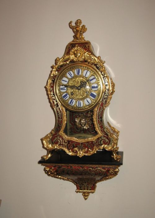 Antique Red Boulle Clock and Bracket