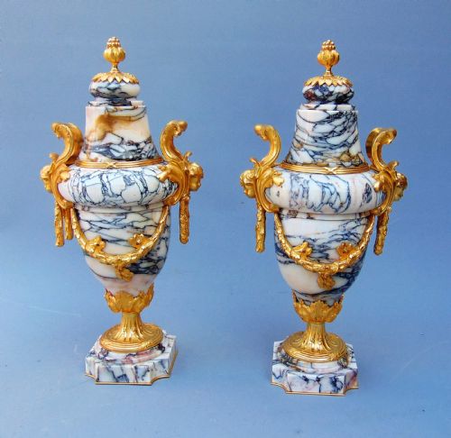 A Stunning Pair of Marble Cassolettes