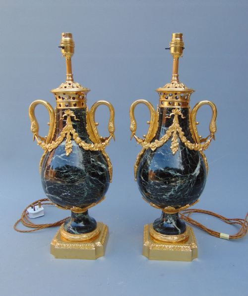 A Quality Pair of Marble Table Lamps