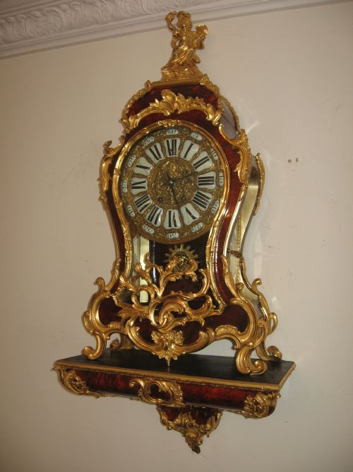 ANTIQUE FRENCH ORMOLU AND FAUX TORTOISESHELL CLOCK AND BRACKET - ADDITIONAL PHOTO 7