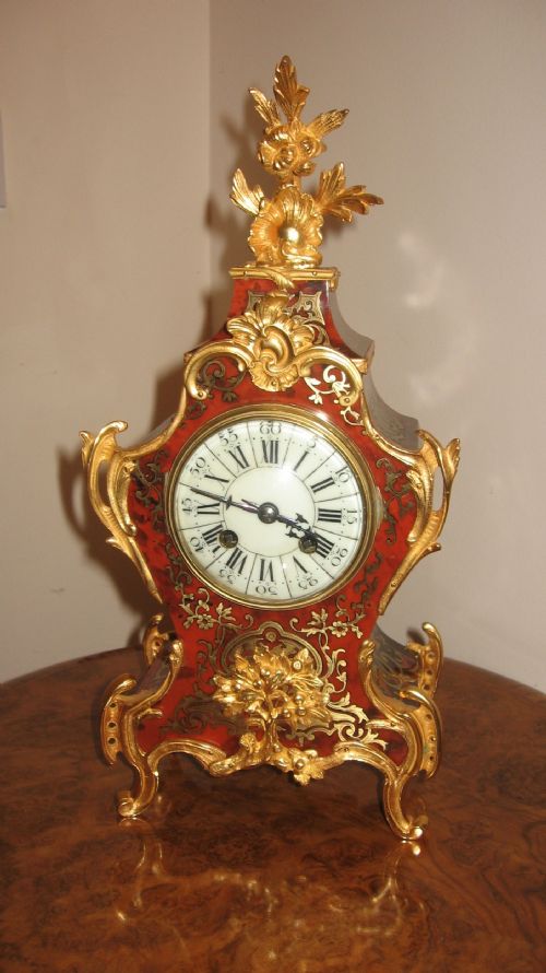 Antique Red Boulle Mantle Clock