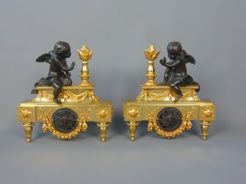 A Pair of Ormolu Chenet Andirons
