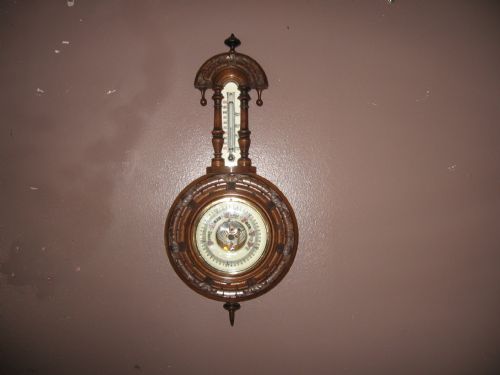 Antique Carved Walnut Decorative Barometer