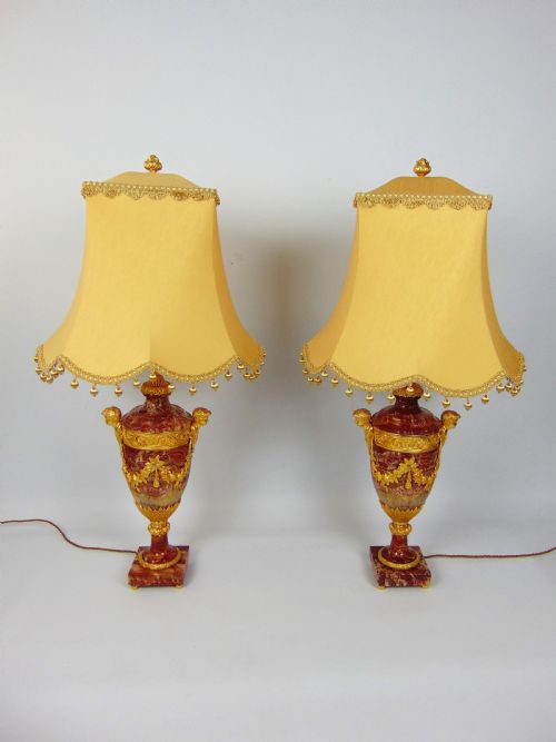 A Superb Pair of Marble Lamps