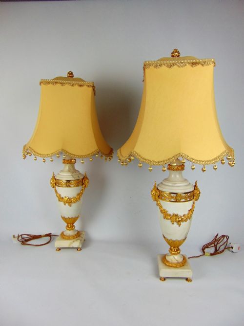 A Large Pair of  Carrera Marble Table Lamps