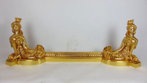 A Superb Gilt Bronze Figural Chenet Fender
