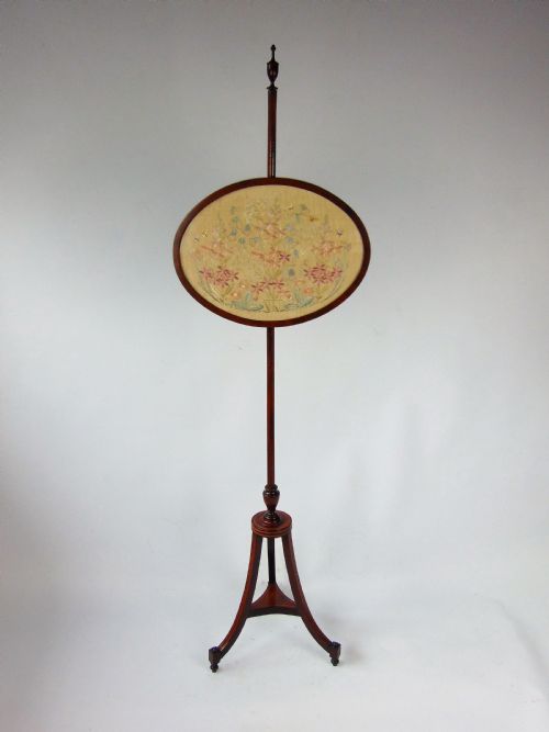 A Quality Mahogany Pole Screen