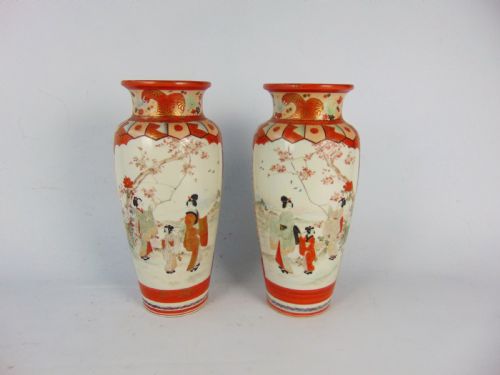 A Large Pair of Kutani Vases