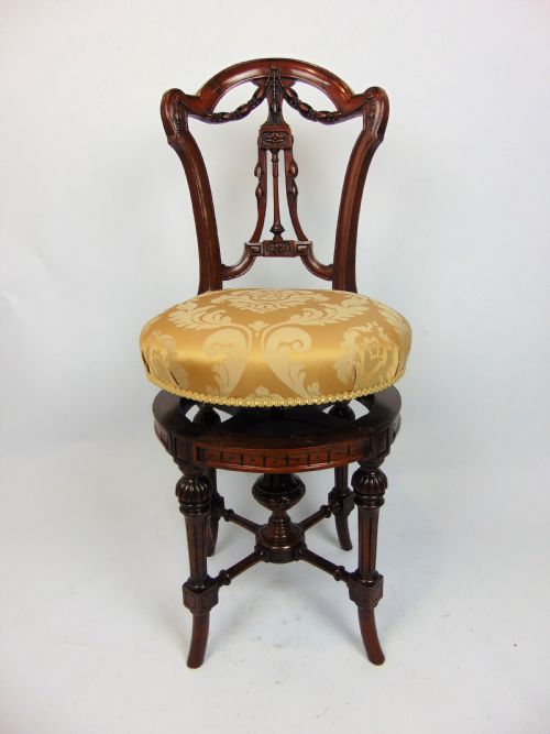 A Superb Walnut Music Harp Violin Chair