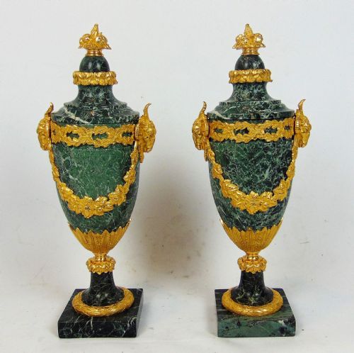 A Most Elegant Pair of Marble Cassolette