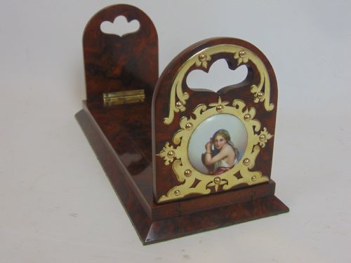 ANTIQUE BOOK SLIDE WITH FINE PORCELAIN PLAQUES - ADDITIONAL PHOTO 1