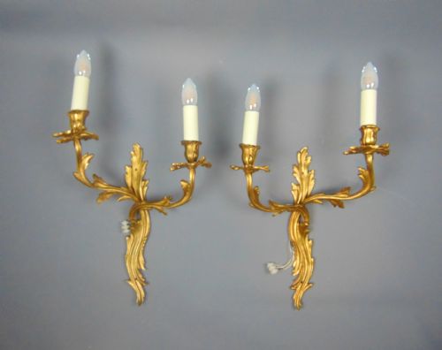 A Good Quality Pair of Ormolu Wall Lights