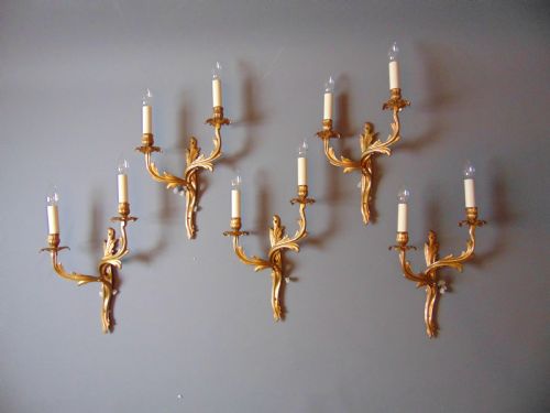 A Set of Gilt Bronze Wall Lights